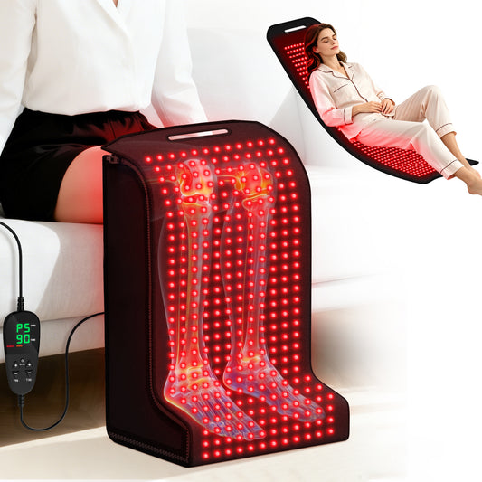Red Light Therapy for Feet:450 LEDs Infrared Light Therapy with 4 Modes Adjustable Heated Foot Wrap with Power & Time Controller Redlight Therapy Mat for Body, Legs, Ankle, Back