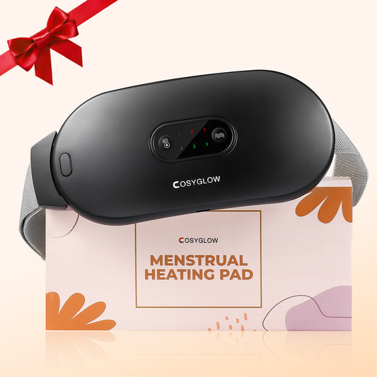 COSYGLOW Portable Cordless Heating Pad Cramps | 6 Heat Levels and 6 Massage Modes,3S Fast Heating,Period Menstrual Electric Heating Pad,Gifts for Women, Matte-black