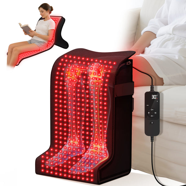 Red Light Therapy for Feet, 480 LEDs with 660nm & 850nm, 5 Modes & 6 Timers, Infrared Light Heating Pad for Tired Legs, Ankles & Body, Ideal for Home/Office (15"x11.3"x24.5")