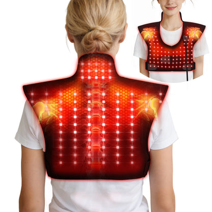 Red Light Therapy for Neck and Shoulders, 165 LEDs Infrared Light Therapy Wrap for Home/Office, 5 Levels & 9 Timer Infrared Heating Pad for Neck, Shoulder, Chest, Upper Back