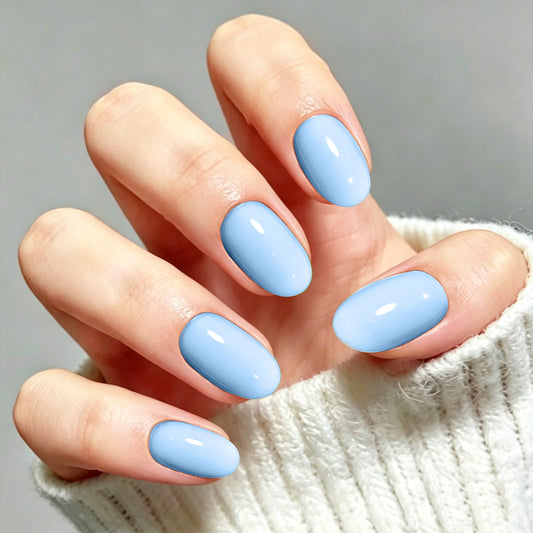 French Tip Press On Nails, Short Almond 32Pcs 16 Sizes Fake Nails | Reusable Stick-On Nails with Glue, 3 Weeks Wear,Salon-Quality Natural Fake Nails,Curved Fit,Nude Pink & White with Gold Line