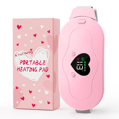 Glyduny Portable Heart Heating Pads, 6 Heat & Massage Modes 3S Fast Heating Electric Cordless Heat Pad, 30/60 Mins Auto Shut Off, Back or Belly Heating Pad Ideal Gift for Women, (Pink-6602)