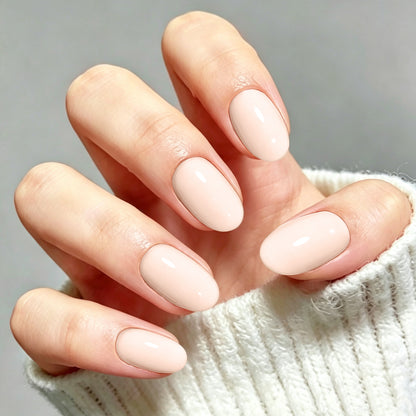French Tip Press On Nails, Short Almond 32Pcs 16 Sizes Fake Nails | Reusable Stick-On Nails with Glue, 3 Weeks Wear,Salon-Quality Natural Fake Nails,Curved Fit,Nude Pink & White with Gold Line