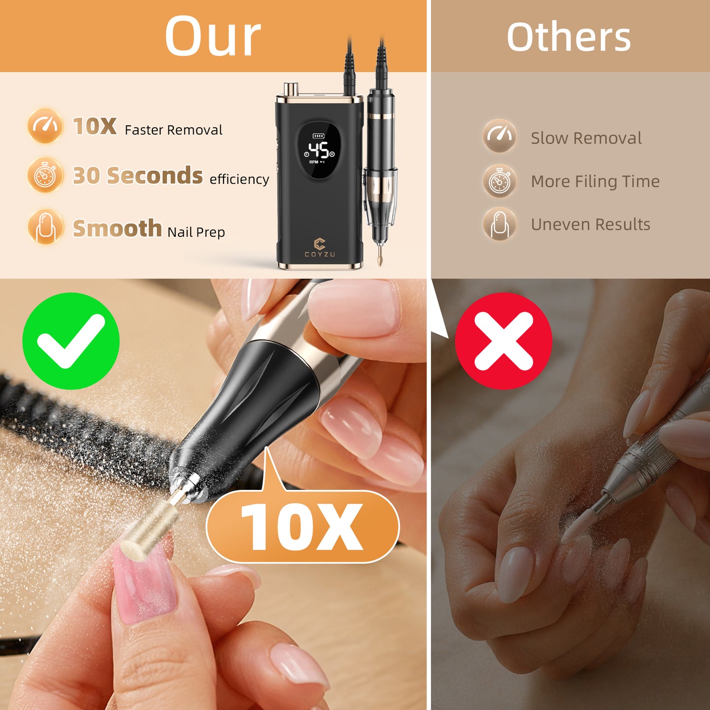 Professional Electric Nail Drill Rechargeable Nail File | for Acrylic & Gel, High Speed 45000RPM, Cordless, Portable Gel Polish Removal E file, Beginner Friendly, for Beauty Lovers