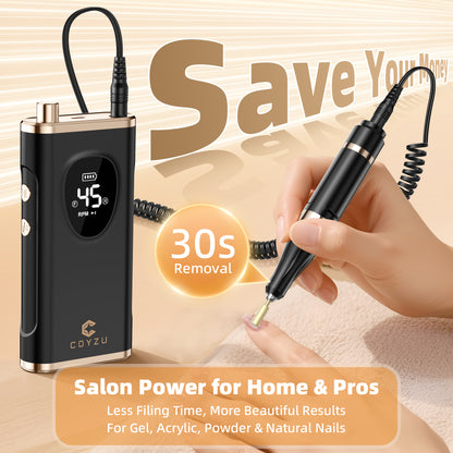 Professional Electric Nail Drill Rechargeable Nail File | for Acrylic & Gel, High Speed 45000RPM, Cordless, Portable Gel Polish Removal E file, Beginner Friendly, for Beauty Lovers