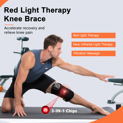 RAYOCON Red Light Therapy for Knee: Knee Massager with 6 Heat and 5 Vibration Cordless Rechargeable Electric Heated Knee Brace Gifts for Men Women
