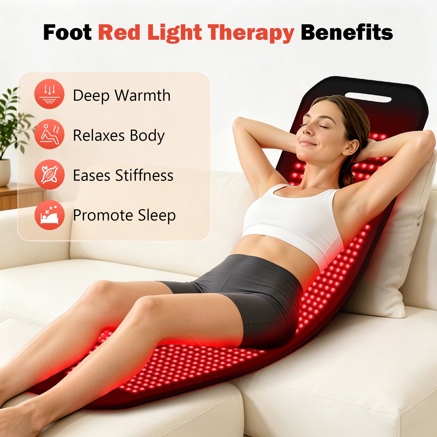 Red Light Therapy for Feet:450 LEDs Infrared Light Therapy with 4 Modes Adjustable Heated Foot Wrap with Power & Time Controller Redlight Therapy Mat for Body, Legs, Ankle, Back