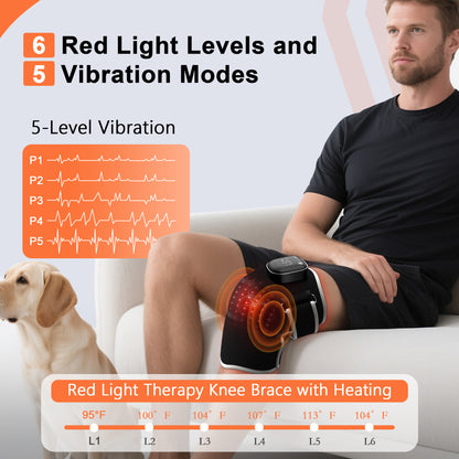 RAYOCON Red Light Therapy for Knee: Knee Massager with 6 Heat and 5 Vibration Cordless Rechargeable Electric Heated Knee Brace Gifts for Men Women