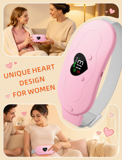 Glyduny Portable Heart Heating Pads, 6 Heat & Massage Modes 3S Fast Heating Electric Cordless Heat Pad, 30/60 Mins Auto Shut Off, Back or Belly Heating Pad Ideal Gift for Women, (Pink-6602)