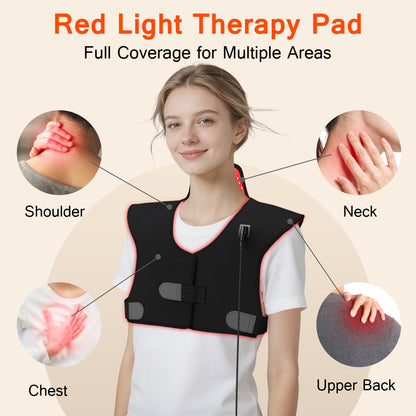 Red Light Therapy for Neck and Shoulders, 165 LEDs Infrared Light Therapy Wrap for Home/Office, 5 Levels & 9 Timer Infrared Heating Pad for Neck, Shoulder, Chest, Upper Back
