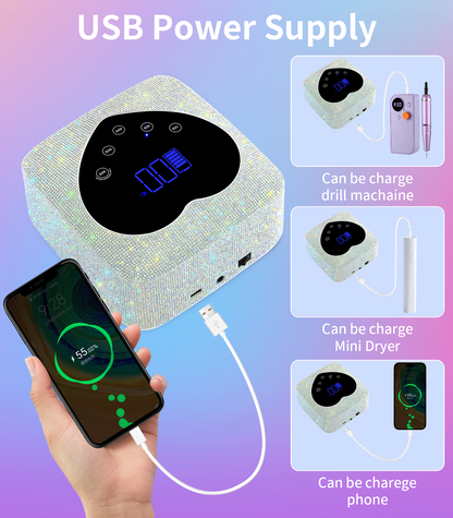 HUGMAPLE Cordless UV Nail Lamp 72W，Rechargeable Diamond LED Nail Dryer | Fast Nail Light Curing Lamp for All gel nails with 5 Timer Setting, Touch Control & Auto Sensor for Salon & Home