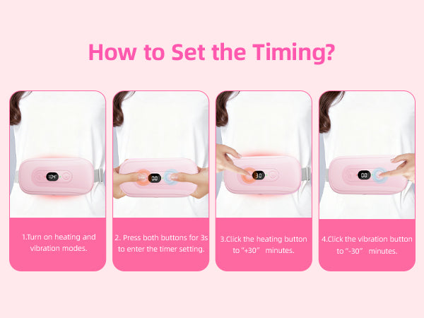 Portable Heating Pad Period Cramps: 2 Timer 6 Heat Levels 6 Vibration Modes Cordless Electric Heating Pad 3s Fast Heating Menstrual Heating Pad (Light Pink)