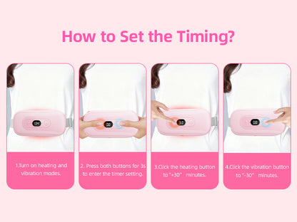 Portable Heating Pad Period Cramps: 2 Timer 6 Heat Levels 6 Vibration Modes Cordless Electric Heating Pad 3s Fast Heating Menstrual Heating Pad (Light Pink)