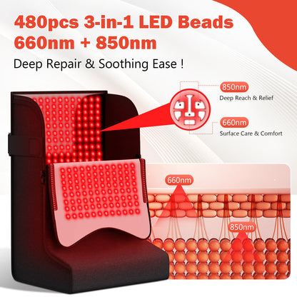 Red Light Therapy for Feet:480 LEDs Infrared Light Therapy with 5 Modes Adjustable Heated Foot Wrap with Power & Time Controller Redlight Therapy for Body, Legs (15 * 11.5 * 25IN)