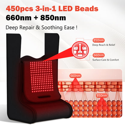 Red Light Therapy for Feet:450 LEDs Infrared Light Therapy with 4 Modes Adjustable Heated Foot Wrap with Power & Time Controller Redlight Therapy Mat for Body, Legs, Ankle, Back