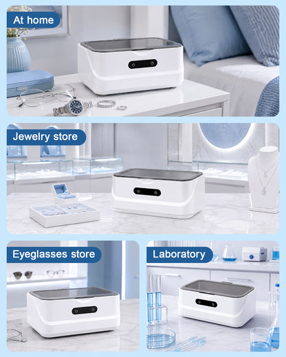 EXTAFIY Ultrasonic Jewelry Cleaner 48KHz Ultra Sonic Cleaning Machine| For Ring/Eyeglass/Silver Jewelry/Watch Band/Earring/Dentures/Retainers 4 Cleaning Modes & Display 400ml 304 Tank Gift for Women