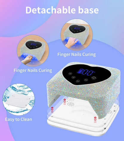 HUGMAPLE Cordless UV Nail Lamp 72W，Rechargeable Diamond LED Nail Dryer | Fast Nail Light Curing Lamp for All gel nails with 5 Timer Setting, Touch Control & Auto Sensor for Salon & Home
