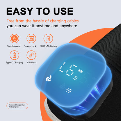 RAYOCON Red Light Therapy for Knee: Knee Massager with 6 Heat and 5 Vibration Cordless Rechargeable Electric Heated Knee Brace Gifts for Men Women