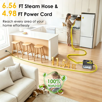 Steam Cleaner,1.9Qt Pressurized Portable Handheld Steamer for Home Cleaning | 3 Adjustable Steam Levels & Dual Switch, 15s Heat-Up, 221°F Steam，18 Accessories for Tile, Grout, Grease, Dirt, Car, sofa