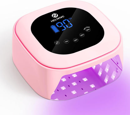 Cordless UV LED Nail Lamp, 80W Rechargeable Nail Dryer Light | 4 Timers, Atmosphere Light & Mirror Base, UV Light for All Gel Nails, Ideal for Training,Nail Art Practice,Home & Salon Use