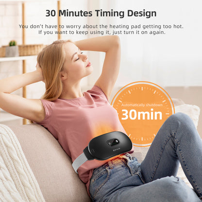 COSYGLOW Portable Cordless Heating Pad Cramps | 6 Heat Levels and 6 Massage Modes,3S Fast Heating,Period Menstrual Electric Heating Pad,Gifts for Women, Matte-black