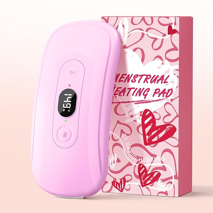 2        Portable Heating Pad Period Cramps: 2 Timer 6 Heat Levels 6 Vibration Modes Cordless Electric Heating Pad 3s Fast Heating Menstrual Heating Pad