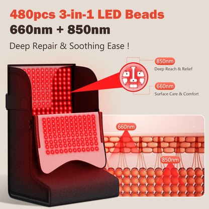 Red Light Therapy for Feet, 480 LEDs with 660nm & 850nm, 5 Modes & 6 Timers, Infrared Light Heating Pad for Tired Legs, Ankles & Body, Ideal for Home/Office (15"x11.3"x24.5")