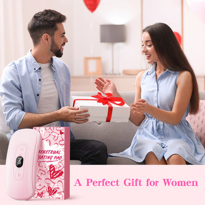 Portable Heating Pad Period Cramps: 2 Timer 6 Heat Levels 6 Vibration Modes Cordless Electric Heating Pad 3s Fast Heating Menstrual Heating Pad (Light Pink)