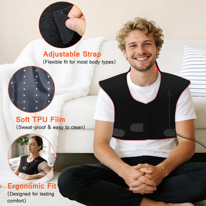 Red Light Therapy for Neck and Shoulders, 165 LEDs Infrared Light Therapy Wrap for Home/Office, 5 Levels & 9 Timer Infrared Heating Pad for Neck, Shoulder, Chest, Upper Back