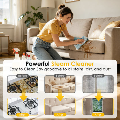 Steam Cleaner,1.9Qt Pressurized Portable Handheld Steamer for Home Cleaning | 3 Adjustable Steam Levels & Dual Switch, 15s Heat-Up, 221°F Steam，18 Accessories for Tile, Grout, Grease, Dirt, Car, sofa