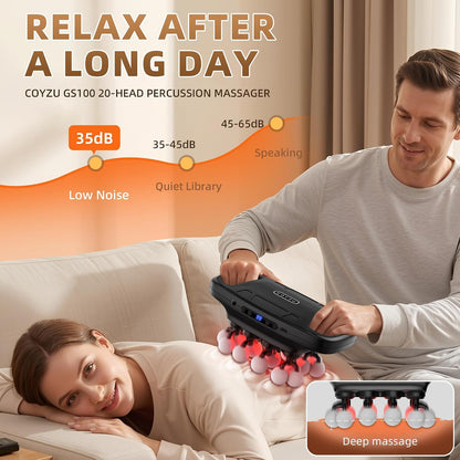 Muscle Massage Gun, Percussion Multiple Head for Shoulder Pain Relief | 20 Head Deep Tissue, 3 Modes & 99 Levels, Quiet, Portable for Back Neck Legs & Arms, Full Body Relaxing Gifts for Mom