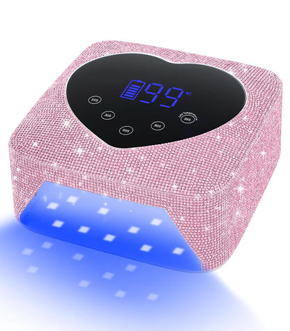 HUGMAPLE Cordless UV Nail Lamp 72W，Rechargeable Diamond LED Nail Dryer | Fast Nail Light Curing Lamp for All gel nails with 5 Timer Setting, Touch Control & Auto Sensor for Salon & Home