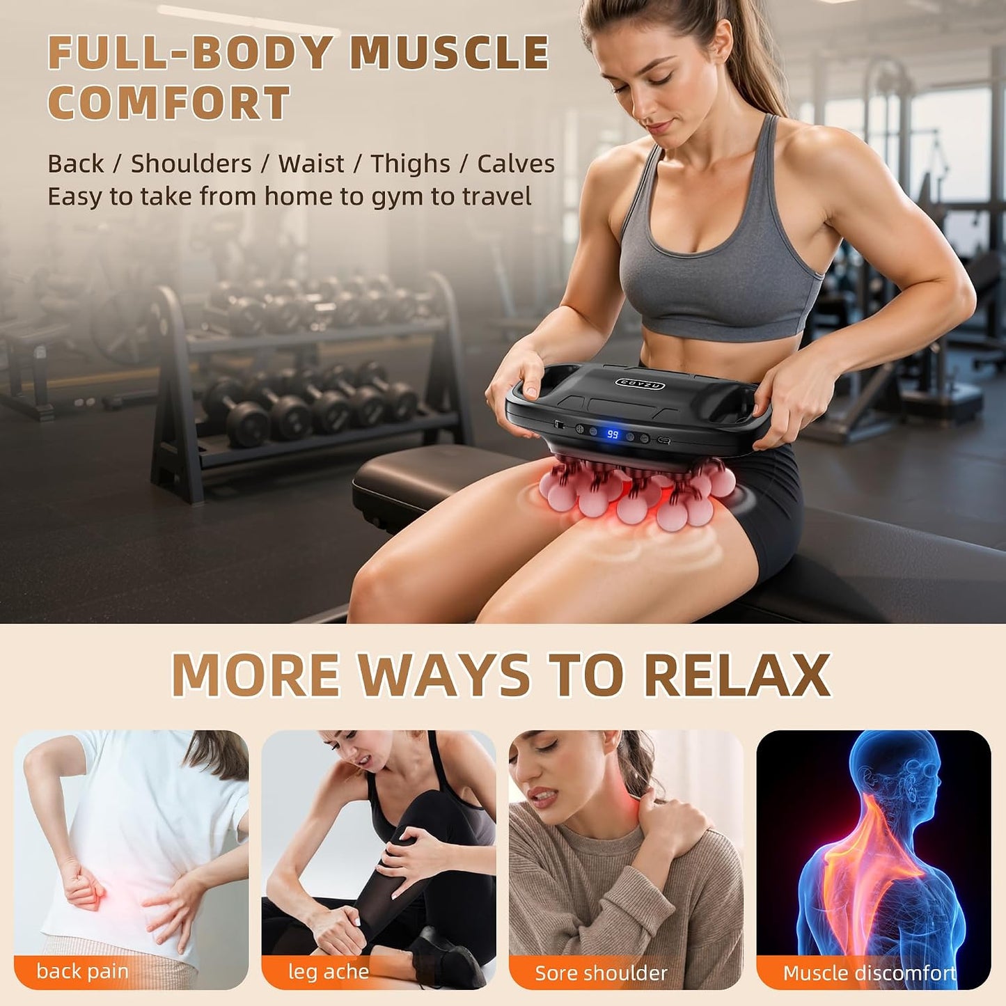 Muscle Massage Gun, Percussion Multiple Head for Shoulder Pain Relief | 20 Head Deep Tissue, 3 Modes & 99 Levels, Quiet, Portable for Back Neck Legs & Arms, Full Body Relaxing Gifts for Mom