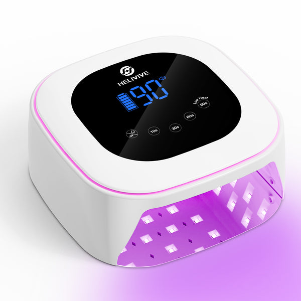Cordless UV LED Nail Lamp, 80W Rechargeable Nail Dryer Light | 4 Timers, Atmosphere Light & Mirror Base, UV Light for All Gel Nails, Ideal for Training,Nail Art Practice,Home & Salon Use