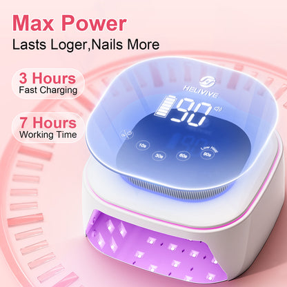 Cordless UV LED Nail Lamp, 80W Rechargeable Nail Dryer Light | 4 Timers, Atmosphere Light & Mirror Base, UV Light for All Gel Nails, Ideal for Training,Nail Art Practice,Home & Salon Use