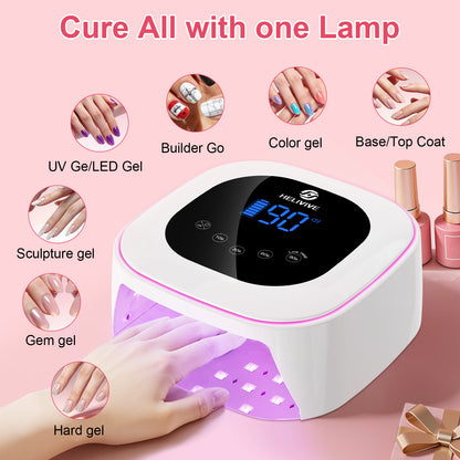 Cordless UV LED Nail Lamp, 80W Rechargeable Nail Dryer Light | 4 Timers, Atmosphere Light & Mirror Base, UV Light for All Gel Nails, Ideal for Training,Nail Art Practice,Home & Salon Use