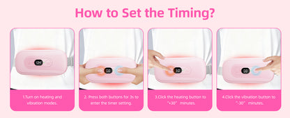 Portable Heating Pad Period Cramps: 2 Timer 6 Heat Levels 6 Vibration Modes Cordless Electric Heating Pad 3s Fast Heating Menstrual Heating Pad (Light Pink)