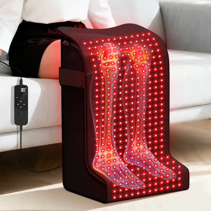 Red Light Therapy for Feet:480 LEDs Infrared Light Therapy with 5 Modes Adjustable Heated Foot Wrap with Power & Time Controller Redlight Therapy for Body, Legs (15 * 11.5 * 25IN)